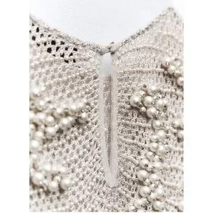 Zara | Tops | Zara Top With Faux Pearls Limited Edition Light Grey